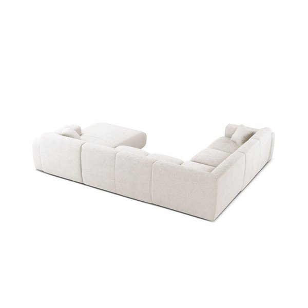 Baltos spalvos kampinė sofa iš boucle („U“ formos) Molino – Micadoni -image-2
