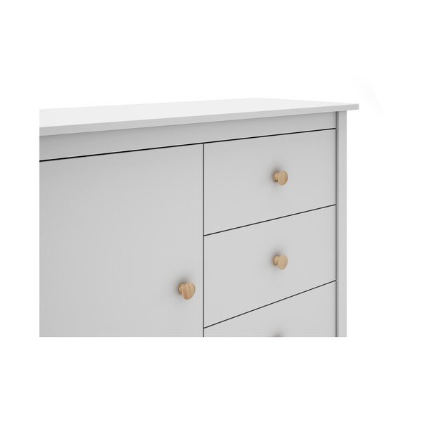 Balta žema vaikiška komoda iš pušies medienos 90x80 cm Max - Marckeric-image-1