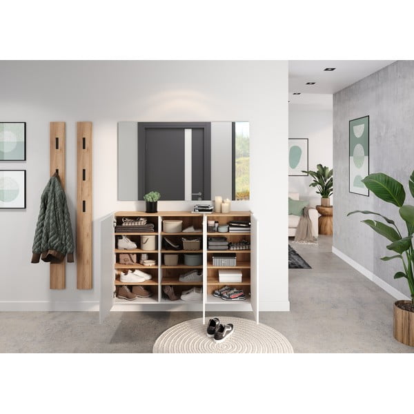 Baltos spalvos pakabinama spintelė iš ąžuolo 138x87x25 cm Libbiano – Germania-image-1