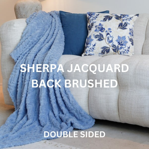 Mėlyna iš mikropliušo antklodė ir pledas 150x200 cm Rena – Tiseco Home Studio-image-3