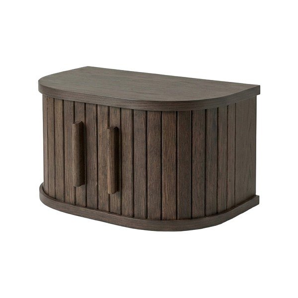 Tamsios natūralios spalvos pakabinamas/su lentynomis naktinis staliukas iš ąžuolo Meta – Unique Furniture