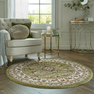 Apvalios formos kilimas žalios spalvos ø 133 cm Sherbone – Flair Rugs