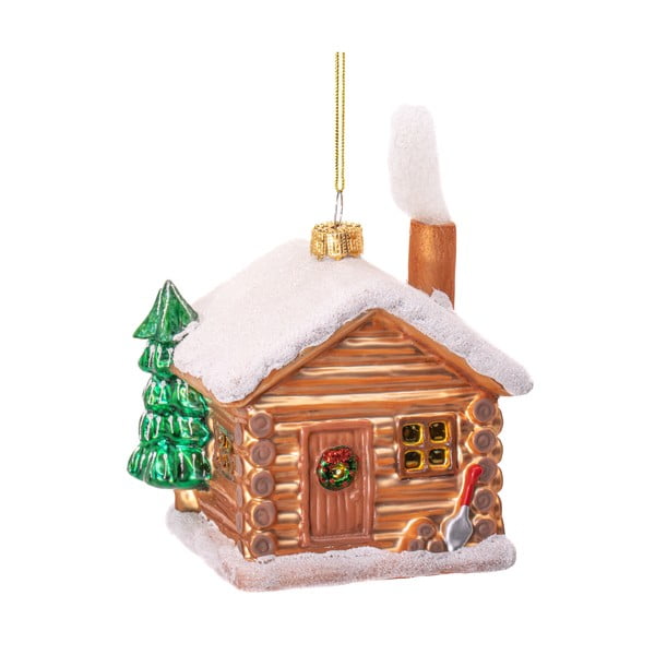 Iš stiklo rankų darbo eglutės papuošimas 10 cm Christmas Cabin – Sass & Belle