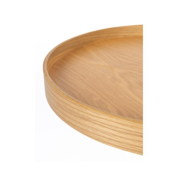 Apvalios formos šoninis stalas su ąžuolo dekoro stalviršiu ø 40 cm Yuri S – White Label-image-3