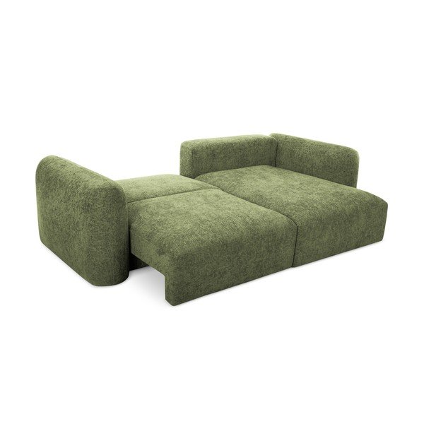 Žalios spalvos iš šenilinio audinio sulankstoma/su sandėliavimo vieta kampinė sofa (su dešiniuoju kampu/su gultu) Mele – Makamii-image-2