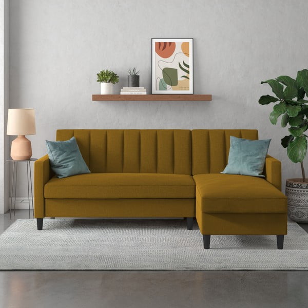 Sulankstoma kampinė sofa geltonos spalvos Celine – Støraa-image-1
