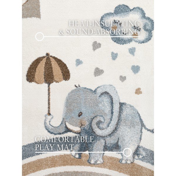 Kreminės spalvos vaikiškas kilimas 160x230 cm Walk like an Elephant Rainy Party – Villeroy&Boch-image-2