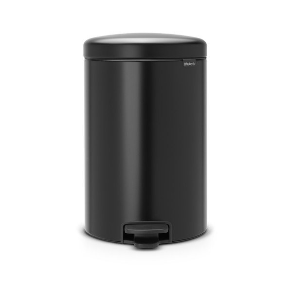 Matinės juodos spalvos iš plieno šiukšliadėžė su pedalu 20 l NewIcon – Brabantia