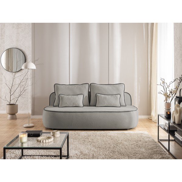 Juodos spalvos/pilkos spalvos sulankstoma/su sandėliavimo vieta sofa iš velveto 210 cm Saga – Ropez-image-3