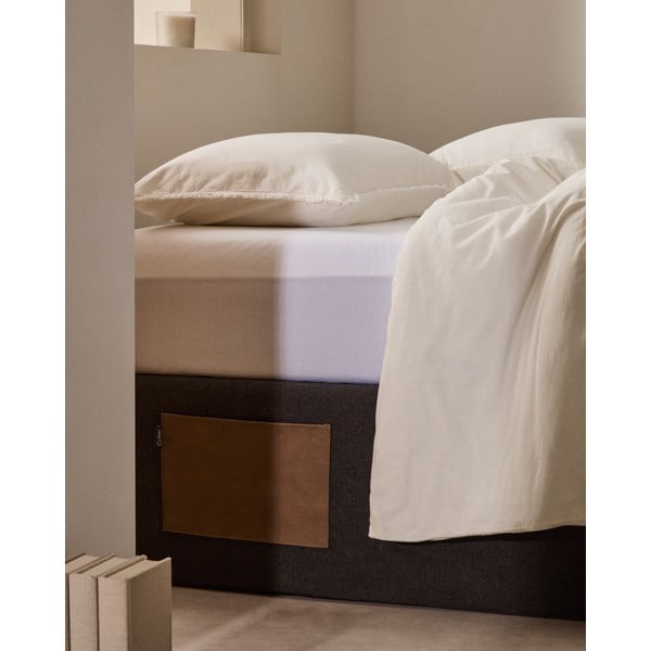 Juodos spalvos dvigulė lova audiniu dengta su sandėliavimo vieta 160x200 cm Matters – Kave Home-image-2