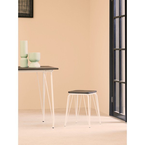 Baltos spalvos/tamsios natūralios spalvos iš guobos masyvo taburetė District – Premier Housewares-image-3