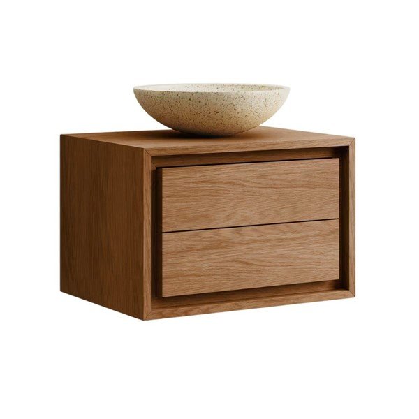 Rudos spalvos iš tikmedžio masyvo pakabinama spintelė po kriaukle 60x40 cm Kenta – Kave Home-image-4
