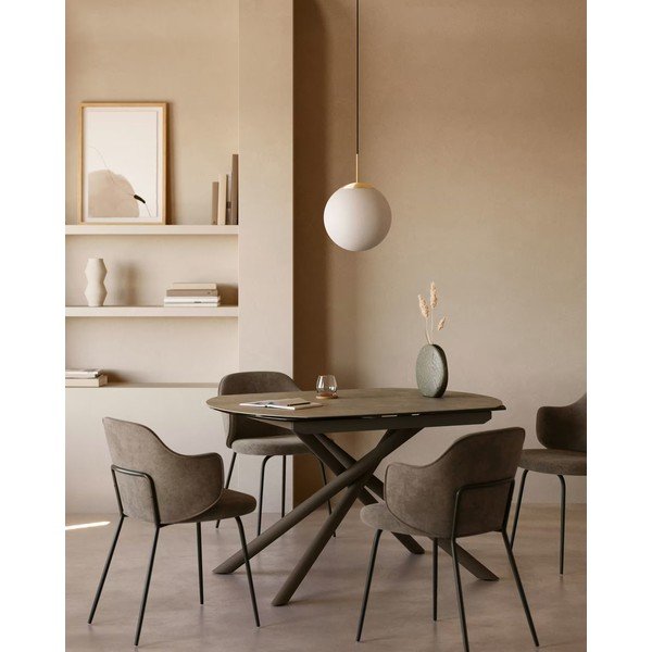 Rudos spalvos iš audinio valgomojo kėdžių komplektas 2 vnt. Yunia – Kave Home-image-1