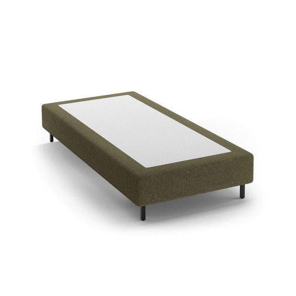 Žalios spalvos viengulė lova audiniu dengta be galvūgalio 90x200 cm Whale – Micadoni 