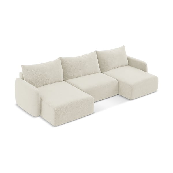 Kreminės spalvos sulankstoma/su sandėliavimo vieta kampinė sofa Kalena – Makamii-image-3