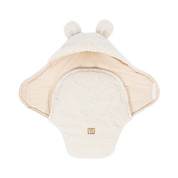 Kreminės spalvos iš sherpa vilnos kūdikio vystyklas 45x80 cm – Meowbaby-image-2