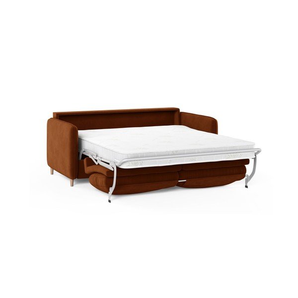 Terakotos spalvos sofa miegojimui iš velveto 184 cm – Micadoni -image-1