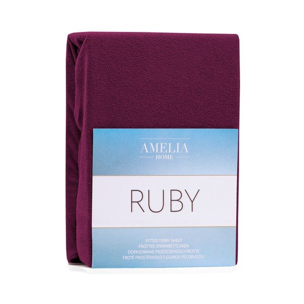 AmeliaHome Ruby Siesta tamsiai bordo spalvos elastinga paklodė dvigulei lovai, 180/200 x 200 cm-image-2