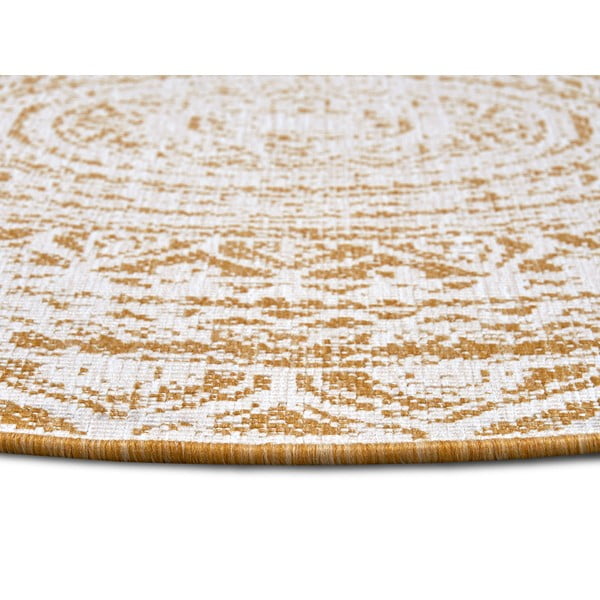 Apvalios formos lauko kilimas ochros spalvos/baltos spalvos ø 140 cm Siruma – NORTHRUGS-image-3