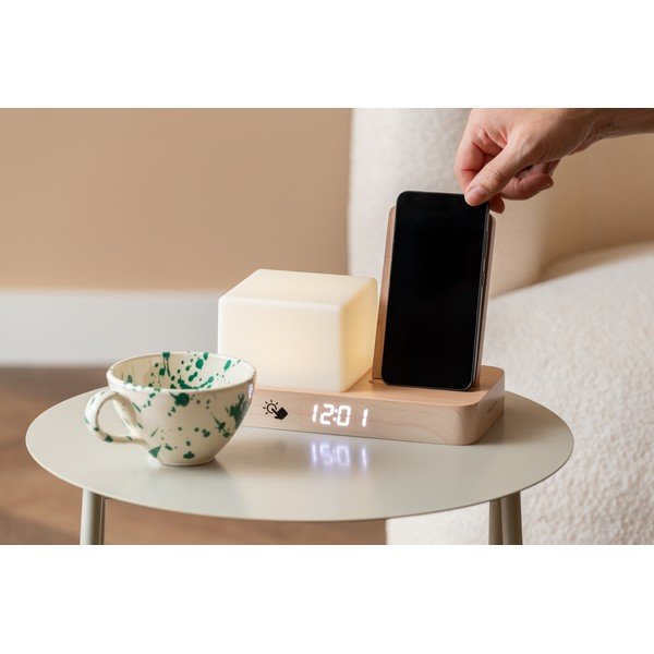 Su belaidžiu pakrovėju skaitmeninis/stalinis žadintuvas Retro LED Night Light – Karlsson-image-1