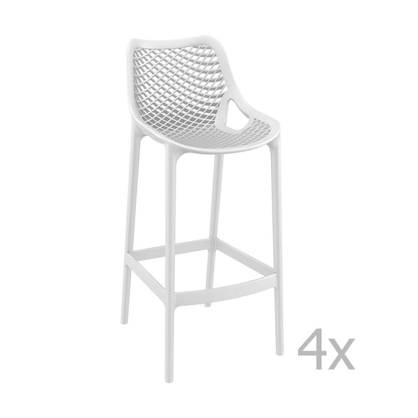 4 baltų baro kėdžių rinkinys "Resol Grid Simple", aukštis 75 cm
