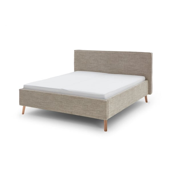 Smėlio spalvos dvigulė lova audiniu dengta su sandėliavimo vieta su lovos grotelėmis 180x200 cm Riva – Meise Möbel