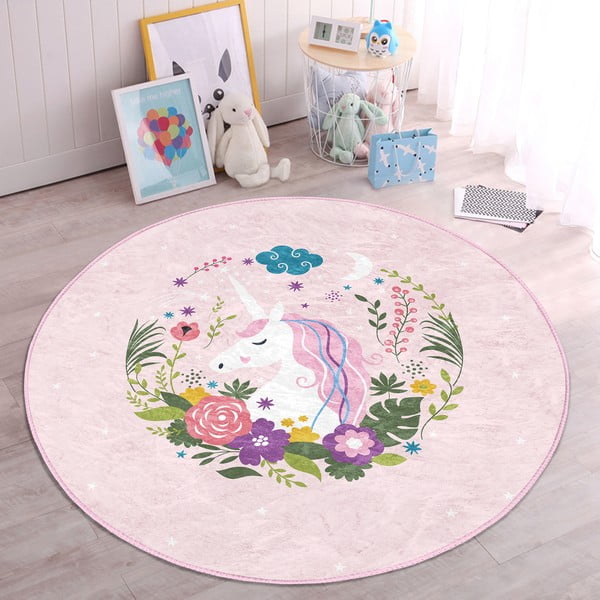 Vaikiškas kilimas rožinės spalvos ø 80 cm Comfort – Mila Home-image-2