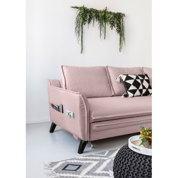Rožinės spalvos sofa-lova Miuform Charming Charlie, dešinysis kampas-image-4