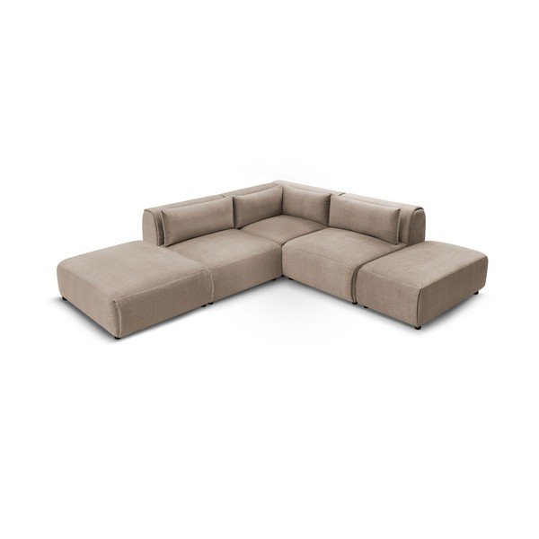 Taupe spalvos modulinė kampinė sofa iš velveto Jeanne – Bobochic Paris