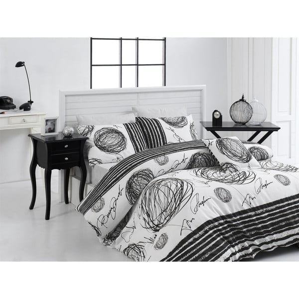 Patalynė ir paklodė dvigulei lovai Nazenin Home Blacky, 200 x 220 cm