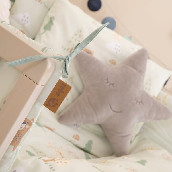 Šviesiai žalios spalvos iš medvilnės lovytės apsauga 170 cm Woodland Buddies – Roba-image-4