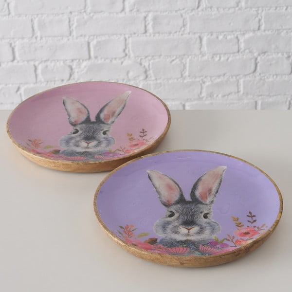 Rožinės ir violetinės Velykų medinės desertinės lėkštės, 2 vnt., ø 22 cm Puschel - Boltze