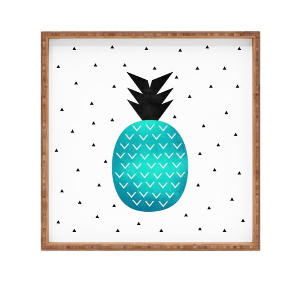 Medinis dekoratyvinis serviravimo padėklas "Blue Pineapple", 40 x 40 cm