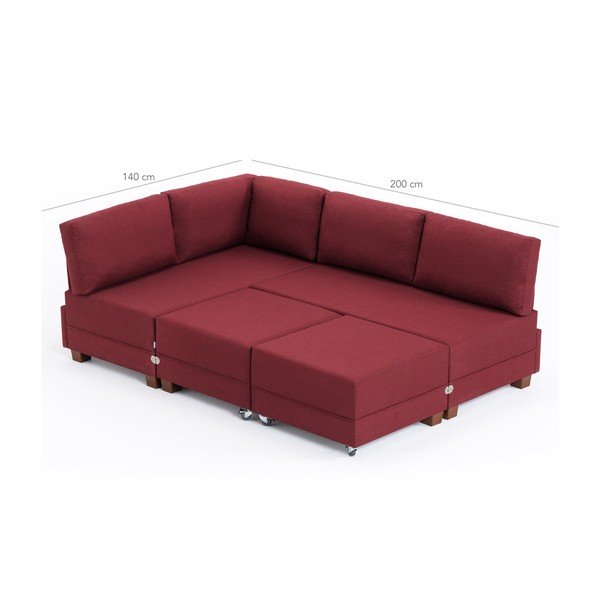 Bordo spalvos sofa-lova kairysis kampas 2 laikymo skydai "Balcab Home Diana-image-2