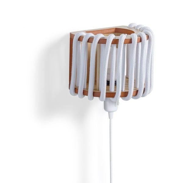 Baltas sieninis šviestuvas su medine konstrukcija EMKO Macaron, 20 cm ilgio-image-2