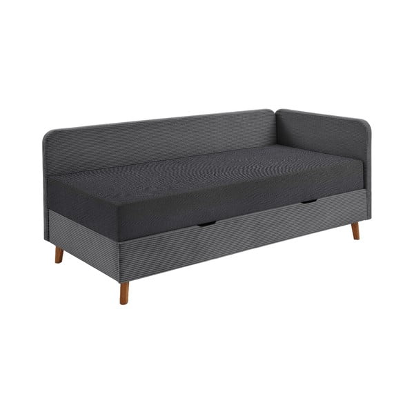 Viengulė lova tamsiai pilkos spalvos audiniu dengta su sandėliavimo vieta 90x200 cm Cabana – Meise Möbel