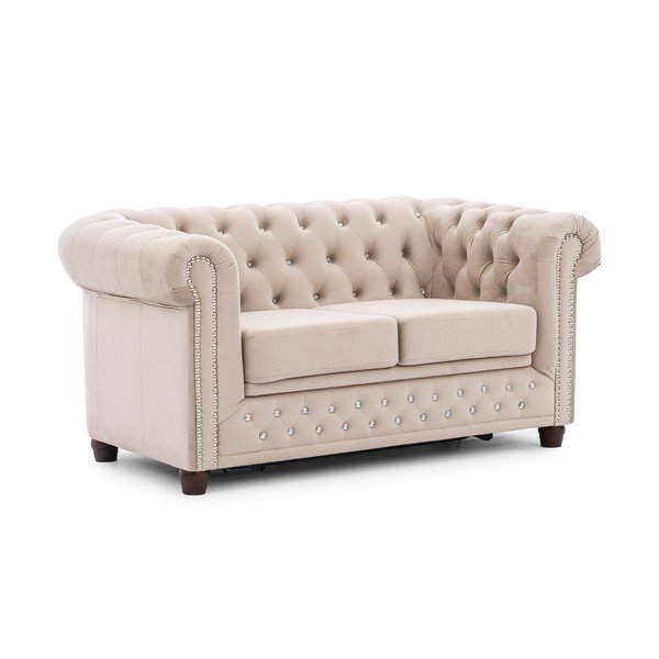 Smėlio spalvos sulankstoma sofa iš velveto 148 cm York Blik – Ropez