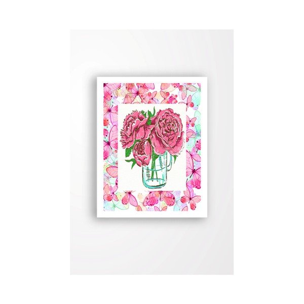 Sienų tapyba ant drobės baltuose rėmuose "Tablo Center Cut Roses", 29 x 24 cm