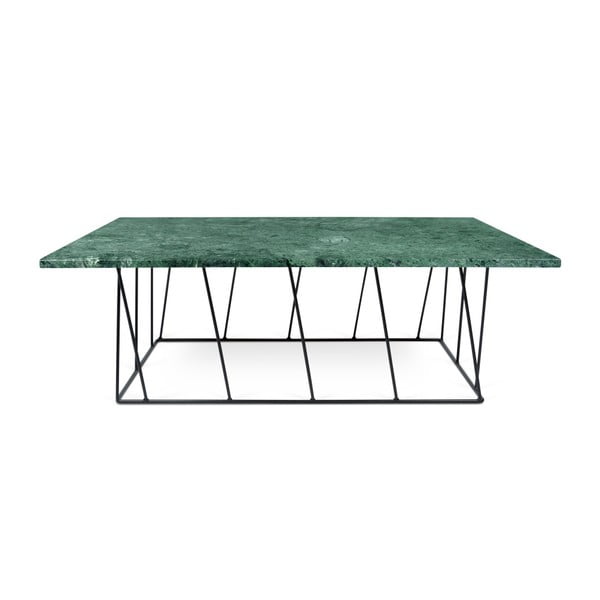 Žalio marmuro kavos staliukas su juodomis kojomis TemaHome Helix, 75 x 120 cm