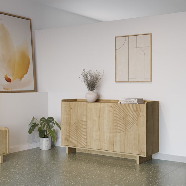Natūralios spalvos šoninė spintelė iš ąžuolo 140x80x40 cm Daira – Marckeric-image-2