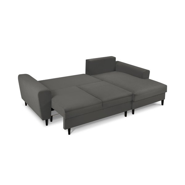 Tamsiai pilka aksominė kampinė sofa Micadoni Home Moghan, kampas dešinėje-image-4