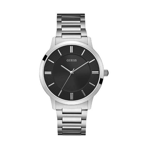 Vyriškas laikrodis su sidabro spalvos nerūdijančio plieno dirželiu Guess W0990G1