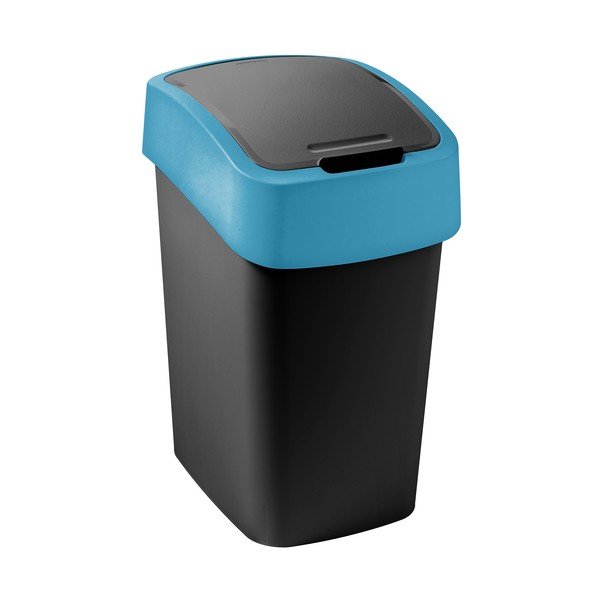 Juodos spalvos/mėlynos spalvos iš plastiko šiukšliadėžė rūšiavimui 9 l Flip Bin – Curver