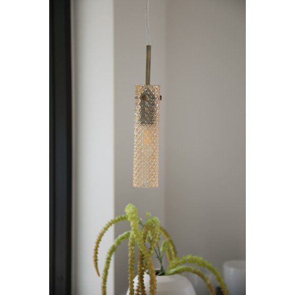 Žalvario spalvos/gintarinės spalvos iš stiklo kabantis šviestuvas ø5x27,5 cm Vibia – Markslöjd-image-1