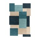 Iš vilnos kilimas mėlynos spalvos/smėlio spalvos 200x290 cm Abstract Collage – Flair Rugs