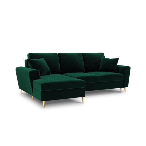 Žalios spalvos iš velveto sulankstoma/su sandėliavimo vieta kampinė sofa (su kairiuoju kampu/su gultu) Kyoto – Cosmopolitan Design-image-1