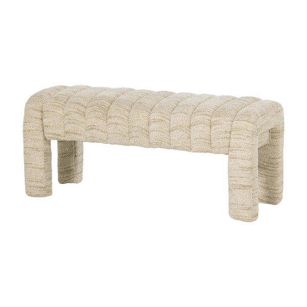 Smėlio spalvos paminkštinto audinio suolas iš boucle Frex – WOOOD-image-2