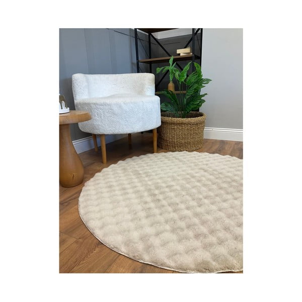 Skalbiamas apvalios formos kilimas smėlio spalvos ø 120 cm Bubbly – Oyo Concept-image-3
