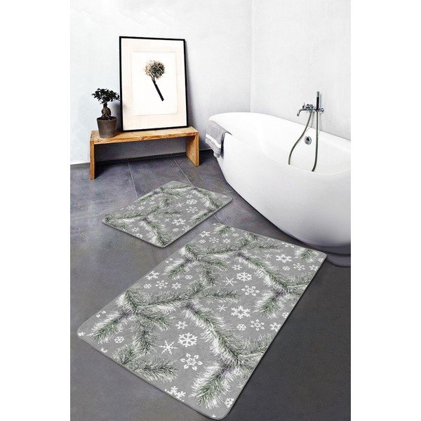 Vonios kilimėliai pilkos spalvos 2 vnt. 60x100 cm – Mila Home-image-1