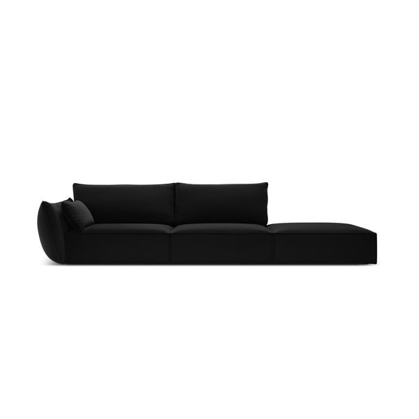 Juodos spalvos iš velveto sofa su kairiuoju kampu 264 cm Vanda – Mazzini Sofas